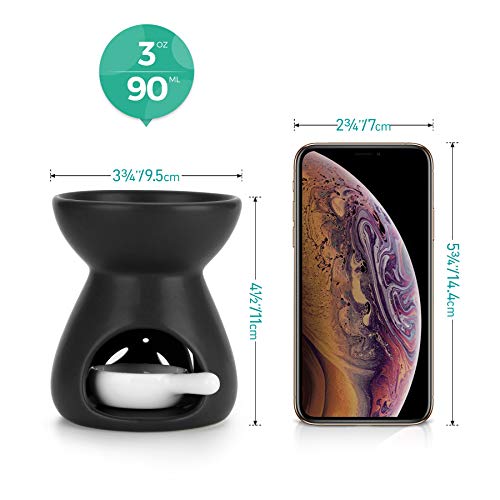 ComSaf Essential Oil Burner Wax Melt Burners Set of 2, Aromatherapy Aroma Burner Ceramic Oil Diffuser Candle Tealight Holder Home Bedroom Decor Christmas Housewarming Gift, Black - color: Black
