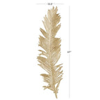 Deco 79 Polystone Bird Home Wall Decor Large Metallic Feather Wall Sculpture, Wall Art 14" x 2" x 47", Gold - size: 13.5"L x 2"W