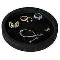 COLLECTIVE HOME - Velvet Jewelry Tray, 6" Monogrammed Jewelry Dish, Smooth Velour Display Dish for Rings, Earrings, Necklaces, Makeup, Personalized Gifts for Women (Black-w) - color: Black-w