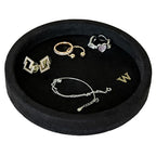 COLLECTIVE HOME - Velvet Jewelry Tray, 6" Monogrammed Jewelry Dish, Smooth Velour Display Dish for Rings, Earrings, Necklaces, Makeup, Personalized Gifts for Women (Black-w) - color: Black-w
