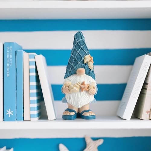 Etlemonde Beach Gnomes Statues,Ocean Gnomes,Nautical Themes Decoration,Beach, Gnome Holding Seashells - color: Holding a Shell