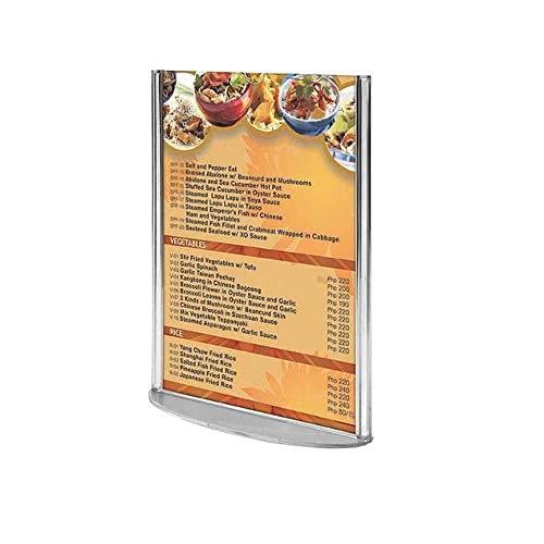 M&T Displays Double Sided Oval Clear Acrylic Leaflet Holder 4x6 inch Pocket Desktop Table Stand Desk Organizer Menu Advertising Flyer for Restaurant Hotel Office (10 pack) - size: 4x6