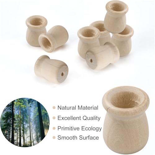 GORGECRAFT 1.3 Inch 10pcs Unfinished Wood Candle Cups Blank Candle Holders Wooden Candlesticks 0.2 Inch Hole Classics Flower Container for Hand Painting Crafts Home Wedding Decorations - size: 1.3x0.63inch,0.2inch