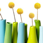 Chive - Pooley 2, Ceramic Flower Vase, 8-Tube Shape (Scout Blue with Blue and Green) - color: Scout Blue With Blue and Green