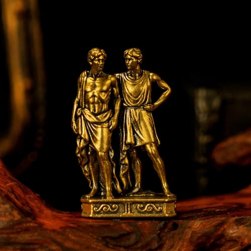 CHOVY Gemini – Gemini Twins Brass Zodiac Sculpture Set – 100% Solid Handcrafted Collectible Figurine, Retro Astrology Decor for Desk & Shelf - style: Gemini