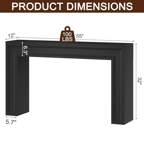 Rresyet 55 Inch Long Console Table, Sofa Table Behind Sofa, Entryway Table, Farmhouse Entryway Table for Entry, Hallway, Living Room (Black) - color: Black