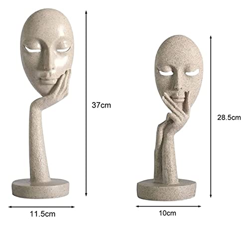 Sculpture Tabletop Decor Minimalist Woman Face Statue Thinker Office Living Room Counter Bedroom (Color : Light Green, Size : L) - color: Light Green, size: Large