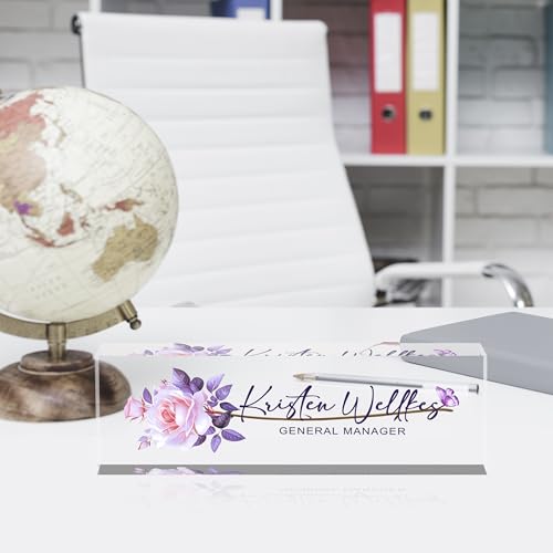 Custom Personalized Name Plate - Office Desk Decor for Women & Men, Employee Appreciation Gifts - color: Butterfly 2