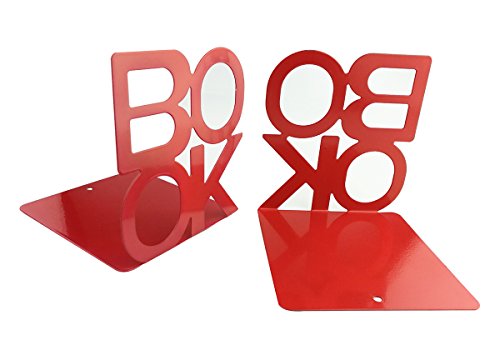 Winterworm Cute Fashion Book Style Nonskid Bookends Art Bookend Home Office Kitchen Book Shelf (Red) - color: Red
