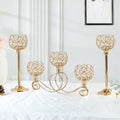 Gold 5 Arm Metal Crystal Tea Light Candle Holder, Elegant Wedding Table Centerpiece, Christmas Wishing Bowl Candle Holder - color: Gold, size: Set of 3