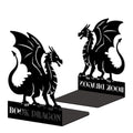 Peacoblue Metal Bookends for Shelves, Modern Decorative Heavy Duty Study Book Ends Stoppers for Office, Desk, Shelf, Room 5.3"x4.3"x6.9" Cast Iron Simple Tall Bookends 1 Pair (Dragon) - style: Dragon
