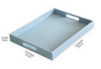 HofferRuffer Rectangle Serving Tray with Hole Handles for Coffee Table, Breakfast, Tea, Food, Butler - Countertop, Kitchen, Vanity Serve Tray, 16.2 x 12.2 x 2 inches, Faux Leather (LightBlue) - color: Lightblue, size: 16.2" x 12.2" x 2"