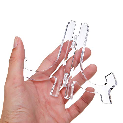 HESTYA 8 Pcs Clear Acrylic Easels Plate Stands Holders to Display Pictures or Other Items for Display Decoration (4.5 Inch)