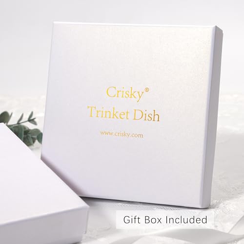 Crisky Initial Jewelry Tray Ring Dish & Gift Box, Ceramic Flower Trinket Dish for Rings Earrings Necklaces Keys, Bridal Shower Engagement Birthday Gift for Women, Friends 4.57" (Gold Foil F - style: Initial F