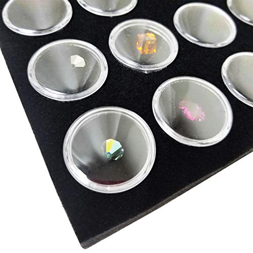 Ikee Design Jewelry Storage Tray Insert, 50 Gemstone Display Jars, Black Foam Liner, Home Organization, 14 1/4 x 7 3/4 x 3/4 in - color: Black Foam (50 Jars Only)