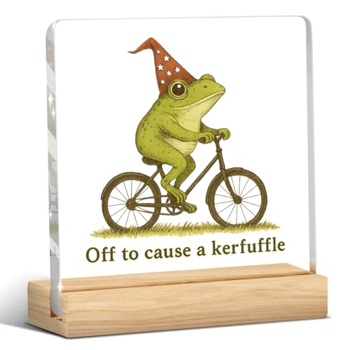Frog Funny Office Decor Funny Desk Decor Coworker Gifts Off To Cause A Kerfuffle Acrylic Humor Gift for Women Men Boss Coworker Home Office Decorations - color: Off To Cause A Kerfuffle