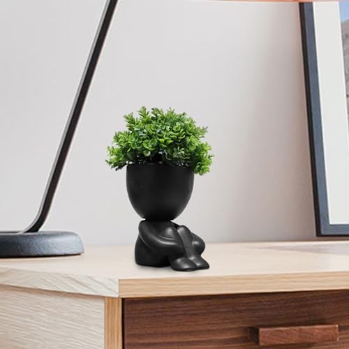 Zerzsy Fake Plants Artificial Succulents Plants for Room Bathroom Home Office Desk Cute Fake Plant Decoration - Set of 1 - color: Black-a