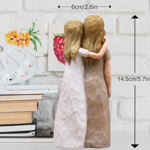 Mom Birthday Gifts from Daughter, Birthday Gifts for Mom from Daughter, Mother Daughter Gift, Mother of The Bride Gift, Sculpted Hand-Painted Figurine(Almond Rose Brown) - color: Almond Rose Brown