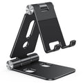 OMOTON Foldable Cell Phone Stand, C4 Portable Aluminum Phone Holder, Adjustable Phone Dock Cradle Compatible with iPhone 17/16/15 Pro Max, Samsung Galaxy, Small Tablets and Other Phones, Black - color: Black