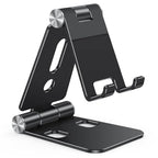 OMOTON Foldable Cell Phone Stand, C4 Portable Aluminum Phone Holder, Adjustable Phone Dock Cradle Compatible with iPhone 17/16/15 Pro Max, Samsung Galaxy, Small Tablets and Other Phones, Black - color: Black