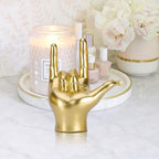 Gold Resin Rock On Hand Gesture Statue - Modern Office Desk Decor & Home Shelf Accents - Rock Culture Music Lovers' Decorative for Living Room, Bookshelf, 6.89"