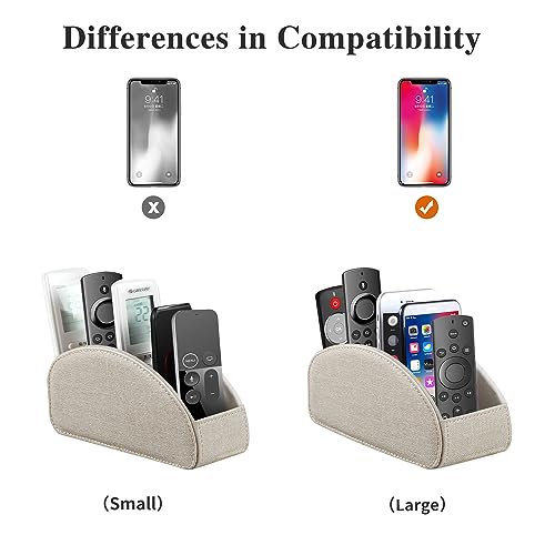 Remote Control Holder PU Leather TV Remote Caddy for Table, 5 Compartments Nightstand Organizer for Bedroom Accessories/Bedside Remotes/Media Controllers/Office Supplies, Decorations for Living Room - color: Beige, size: Large
