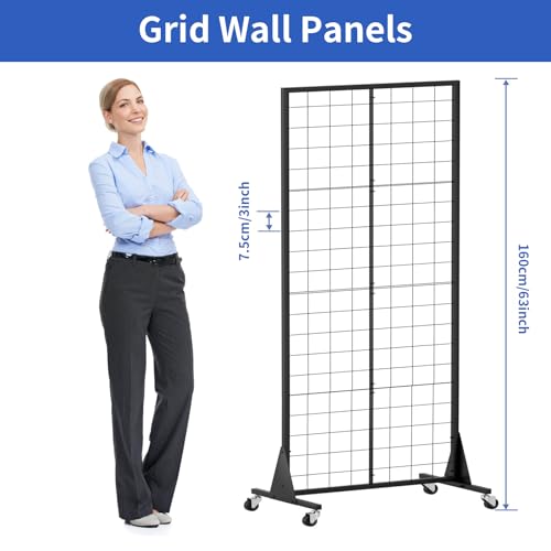 2'x5.5' Ft Gridwall Panel Display Stands Heavy Duty Floor Standing Retail Display Rack with Triangle Base for Retail Art Show With 10 Hooks - size: 1