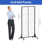 2'x5.5' Ft Gridwall Panel Display Stands Heavy Duty Floor Standing Retail Display Rack with Triangle Base for Retail Art Show With 10 Hooks - size: 1
