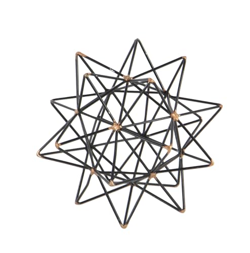 Deco 79 Metal Geometric Decorative Sculpture Home Decor Statue with Gold Accents, Accent Figurine 7" x 7" x 7", Black