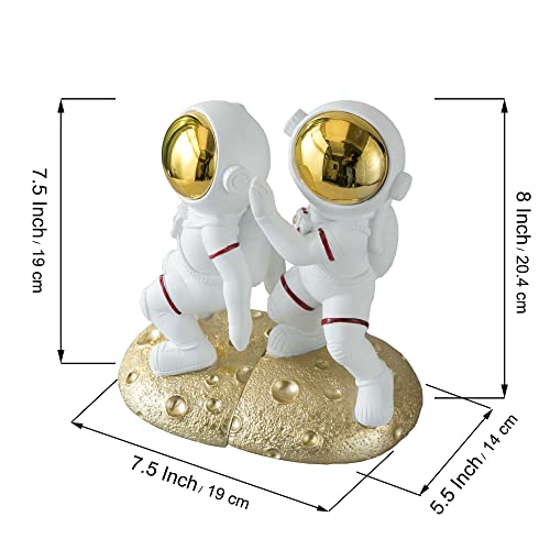 Space Theme Bookends for Shelves, Astronaut Moon Book Ends for Kids Room, Decorative Planet Book Stoppers to Hold Books Heavy Duty, Unique Boys and Girls Gift (Gold) - color: Gold - Astronauts
