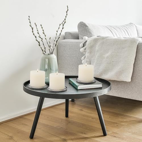 Glass Pillar Candle Holder, 4" Gray Candle Plates Set of 3, Glass Candle Holders for Wedding, Party, Holiday, Home Decor, Table Centerpiece - color: Gray, size: 3 pcs
