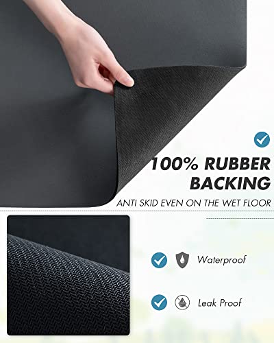 AMOAMI Dish Drying Mat for Kitchen Counter-Coffee Mat Bar Accessories, Hide Stain, Rubber Backed, Absorbent, Fit Under Coffee Maker, Espresso Machine, Pot, Dish Rack, 12"x19", Dark Grey - size: 12"x19"