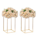 NUPTIO Gold Metal Rectangular Vase, 2 Pcs 15.75 inches Tall, Elegant Floral Centerpiece for Wedding, Housewarming, Mother's Day, Birthday, Anniversary, Party Decorations - size: 15¾ inch Tall