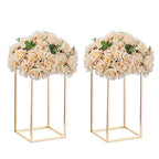 NUPTIO Gold Metal Rectangular Vase, 2 Pcs 15.75 inches Tall, Elegant Floral Centerpiece for Wedding, Housewarming, Mother's Day, Birthday, Anniversary, Party Decorations - size: 15¾ inch Tall