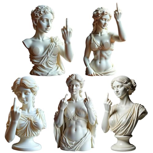 Funny Middle Finger Venus Statue – Bold Greek Goddess Aphrodite Resin Figurine, Roman-Style Venus Bust Sculpture with Attitude, Unique Home & Office Shelf Decor, Rebellious Gift for Women & Men - color: Style F 5pcs