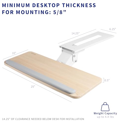 VIVO Adjustable Computer Keyboard and Mouse Platform Tray Ergonomic Under Table Desk Mount Drawer Underdesk Shelf, Light Wood, MOUNT-KB03C - color: Light Wood, size: 25"