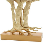 Deco 79 Metal Tree Decorative Sculpture Metallic Home Decor Statue with White Leaves, Accent Figurine 23" x 3" x 24", Gold