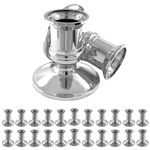 Waziaqoc 24Pcs Silver Taper Candle Holders, Plastic Candlestick Holders Only for Flameless LED Candle Decorative Pillar Candle Holder for Christmas Wedding Anniversary Dinner Party - color: Silver