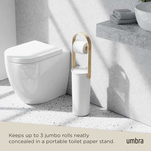 Umbra Bellwood Toilet Paper Stand Holder with Reserve Storage Compartment for 3 Rolls