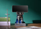 King's Guard Leader Cloak Warrior Knight Pen Holder Mobile Phone Stand, Ornament Knight Statue, Pen Stand Paperweight for Office and Home (SilverBlue) - color: Silverblue