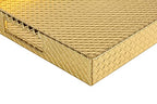 HofferRuffer Rectangle Serving Tray with Hole Handles for Coffee Table, Breakfast, Tea, Food, Butler - Countertop, Kitchen, Vanity Serve Tray, 16.2 x 12.2 x 2 inches, Faux Leather (Gold) - color: Gold, size: 16.2" x 12.2" x 2"