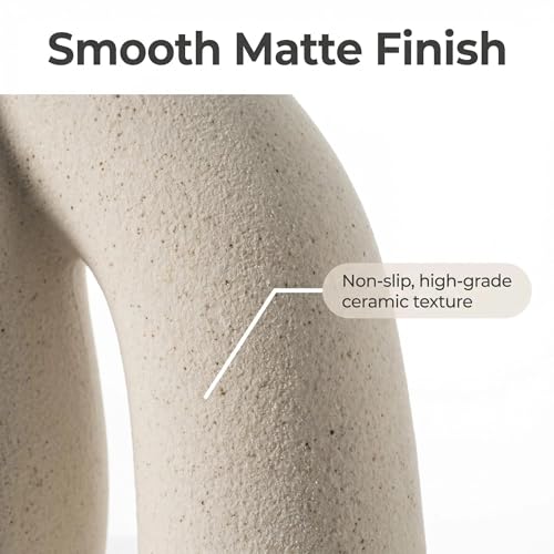 CEMABT Modern Nordic Boho Vase Set - Elegant Beige Matte Ceramic Home Decor for Living Room, Bookshelf, Mantel, Entryway Table & Console Décor | Shelf Decorations Easter Gift - color: Beige-1