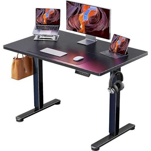 ErGear Height Adjustable Electric Standing Desk, 40 x 24 Inches Sit Stand up Desk, Memory Computer Home Office Desk, Black - color: Black, size: 39.4 X 23.6 Inches