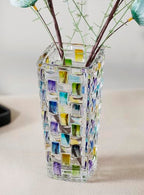 Magcolor Hand Painted Blue Woven Glass Vase -Crystal Flower Vase- 7.7 inch, Glass Plant Vase for Floral Arrangements, Centerpieces, Weddings, Housewarming, Centerpiece Home Deco. - color: Blue