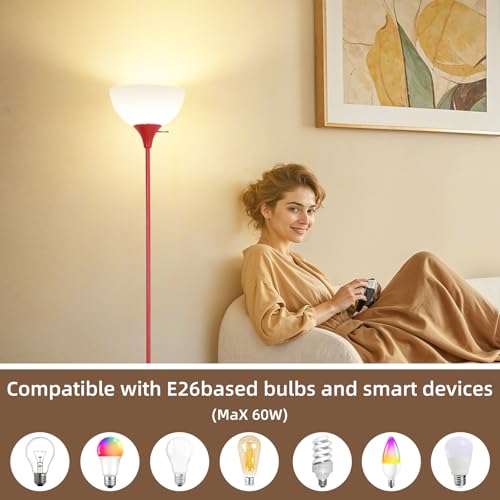 RISLG Standing Lamp, Floor Lamp, Dimmable Floor Lamps for Living Room Bedroom Study Office Kid’s Room (Red) - color: Red