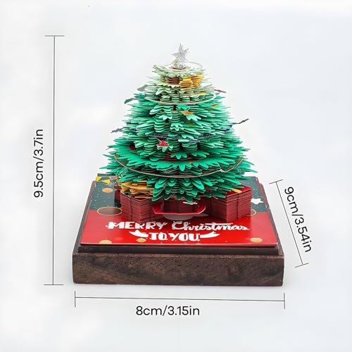 3D Creative Time Piece Calendar 2026 Desk Daily Calendar Decoration with Acrylic Case, Paper Sculpture Non-stick Notes, Paper Carving Art Craft Chirstmas Gift (Christmas Tree) - color: Christmas Tree