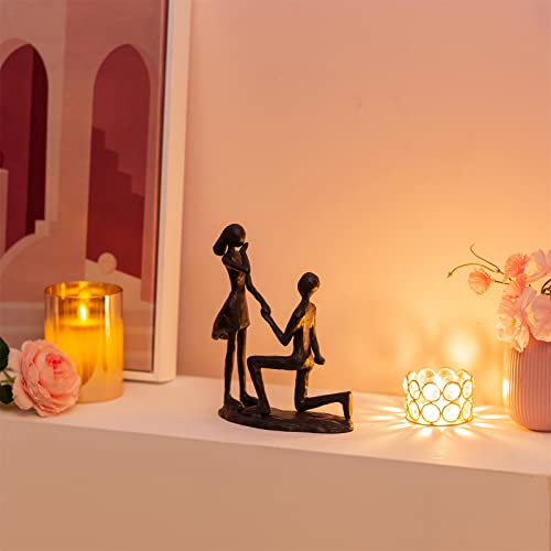 Sziqiqi Anniversary Wedding Gifts for Couple: 6th Anniversary Iron Gift for Her Him Husband Wife - 1 Year Wedding Gifts for Engagement Christmas Valentines Birthday - Couple Sculptures for Home Decor - style: Proposal