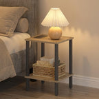 TUTOTAK End Table, Side Table, Nightstand, 2-Tier Storage Shelf, Sofa Side Table for Small Space, Living Room, Bed Room TB01BG034 - color: Greige