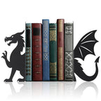 Geelin Dragon Metal Bookends Set of 2 Styles Fantasy Book Ends for Shelves Bookshelf Home Office Desk Bookshelf Decor Gift for Dragon Lovers and Reading Enthusiasts - style: Evil Dragon