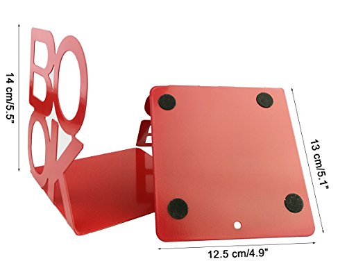 Winterworm Cute Fashion Book Style Nonskid Bookends Art Bookend Home Office Kitchen Book Shelf (Red) - color: Red